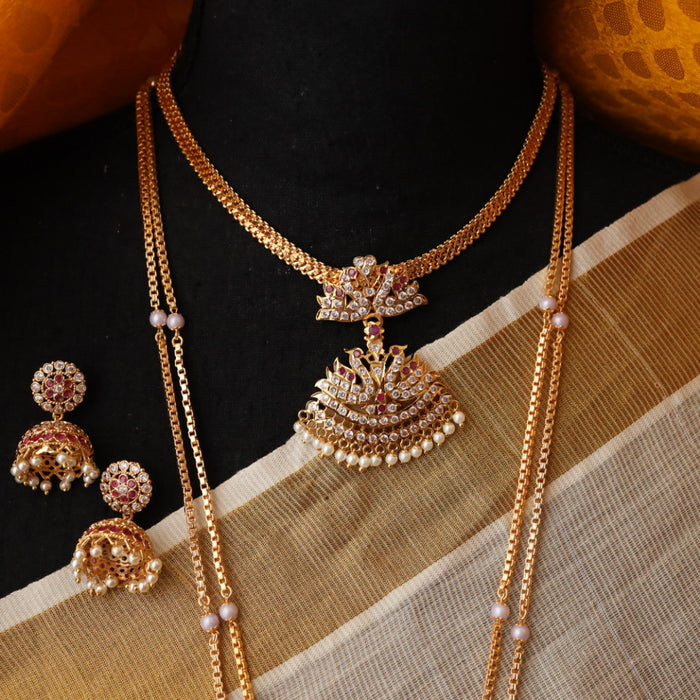 Heritage gold plated padakam necklace set 1765543