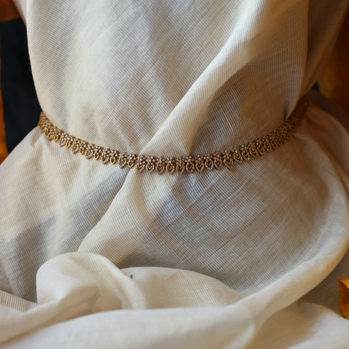 Antique white stone long necklace/ Waistchain and earrings LL03765