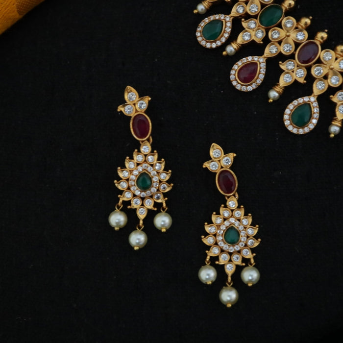 Antique short necklace and earrings 1372