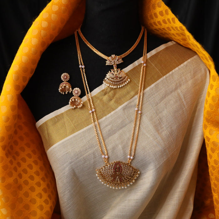 Heritage gold plated padakam necklace set 1765543