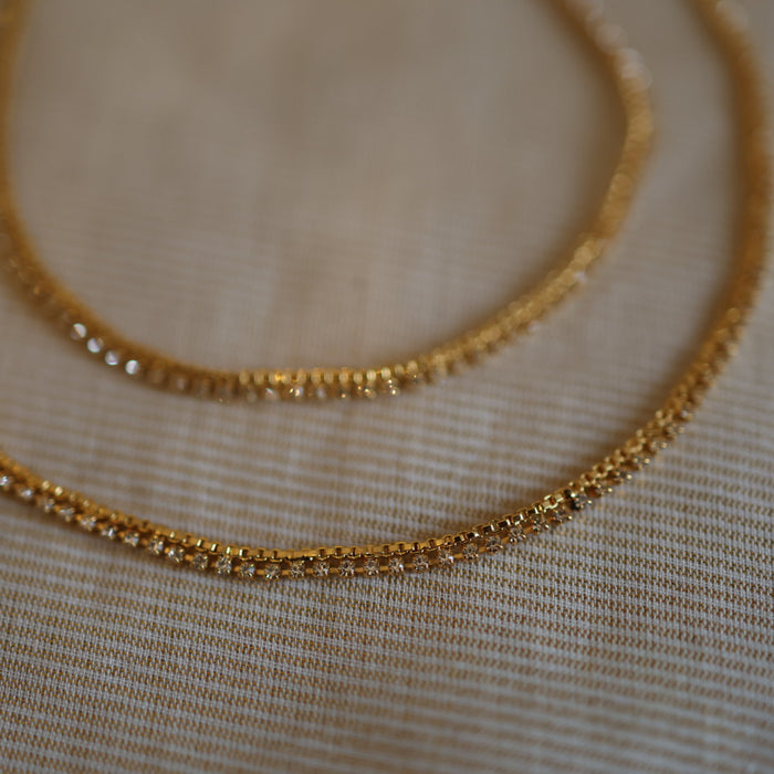 Heritage gold traditional simple stone anklet HAN326