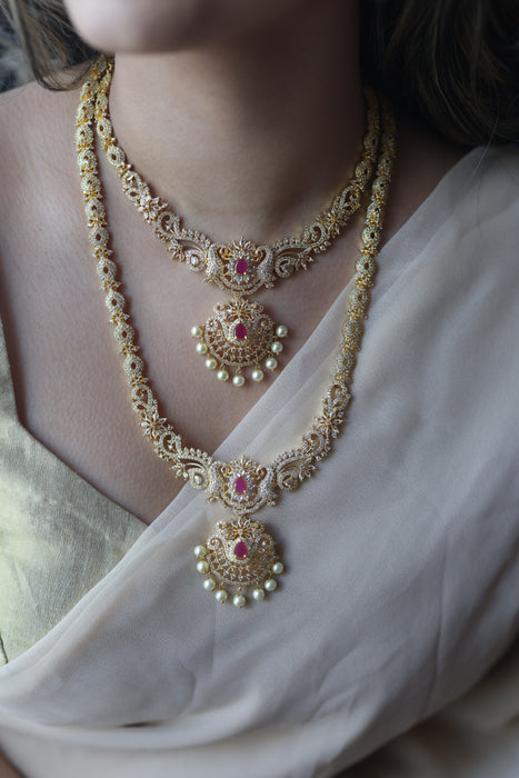 Heritage long and short necklace with earrings HLS765