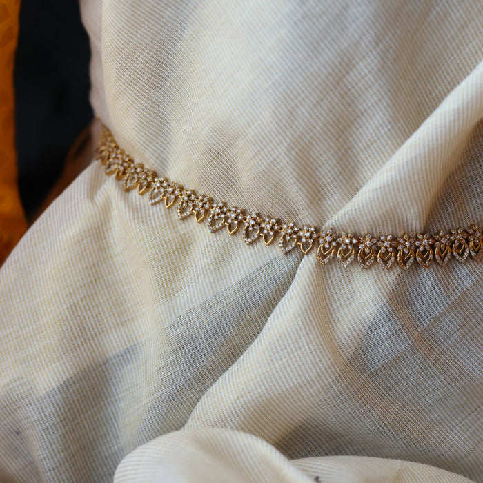 Antique white stone long necklace/ Waistchain and earrings LL03765