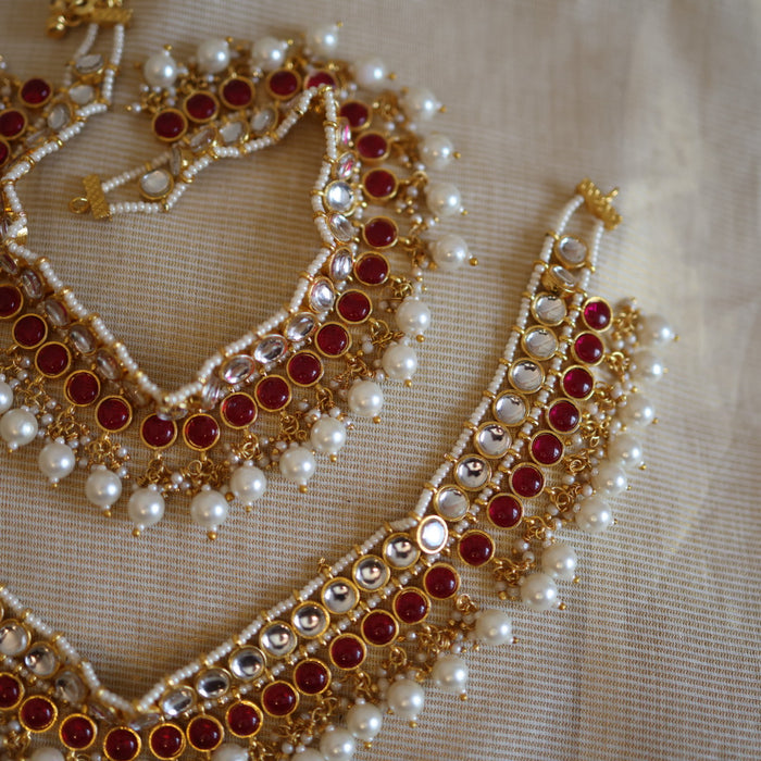 Antique gold traditional Kundan stone anklet HAN326