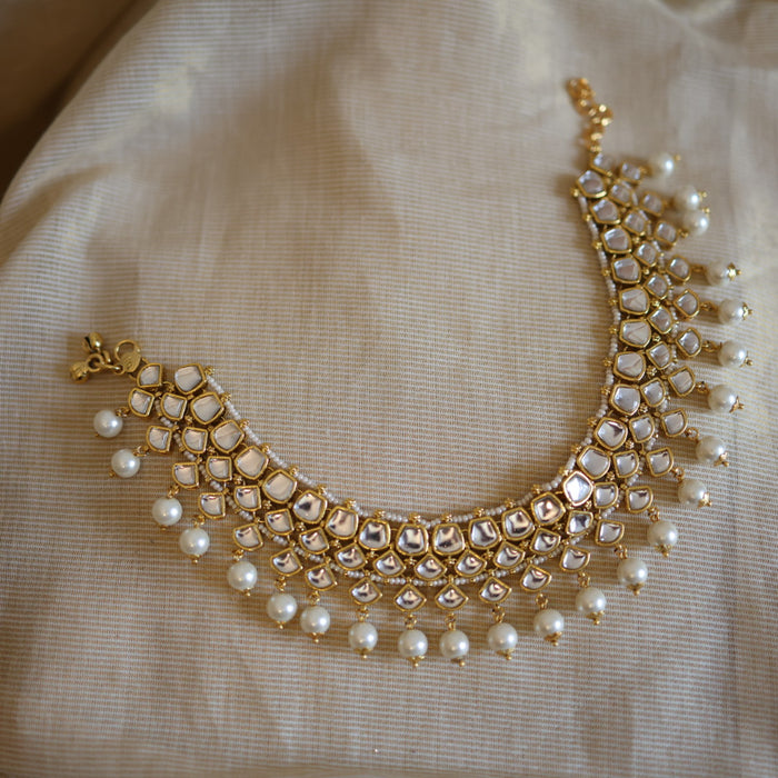 Antique gold traditional Kundan stone anklet HAN325