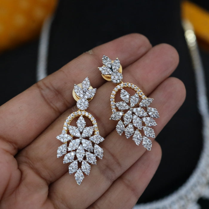 Cz stone long necklace and earrings  1426
