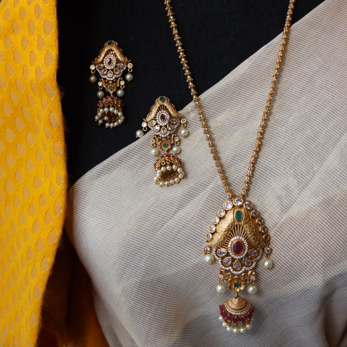 Antique pendant long necklave with earrings PEN456