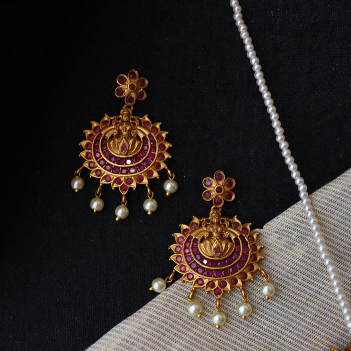 Padmini pearl antique necklace with earrings and tikka PAD342