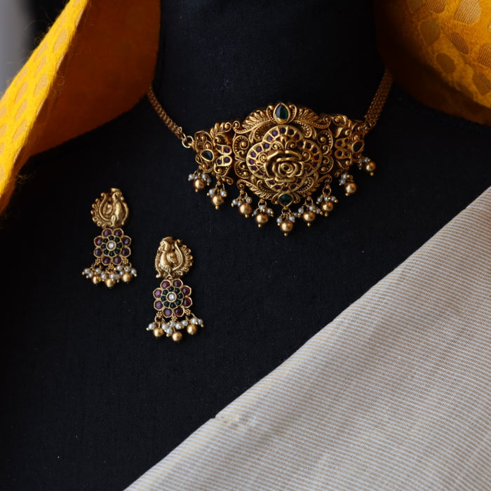 Antique choker necklace with earrings and tikka CCB1234