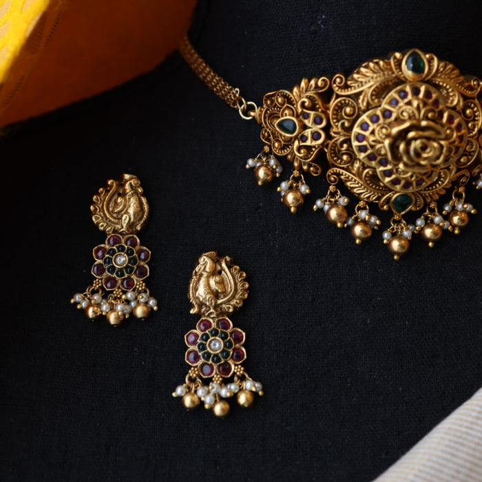 Antique choker necklace with earrings and tikka CCB1234