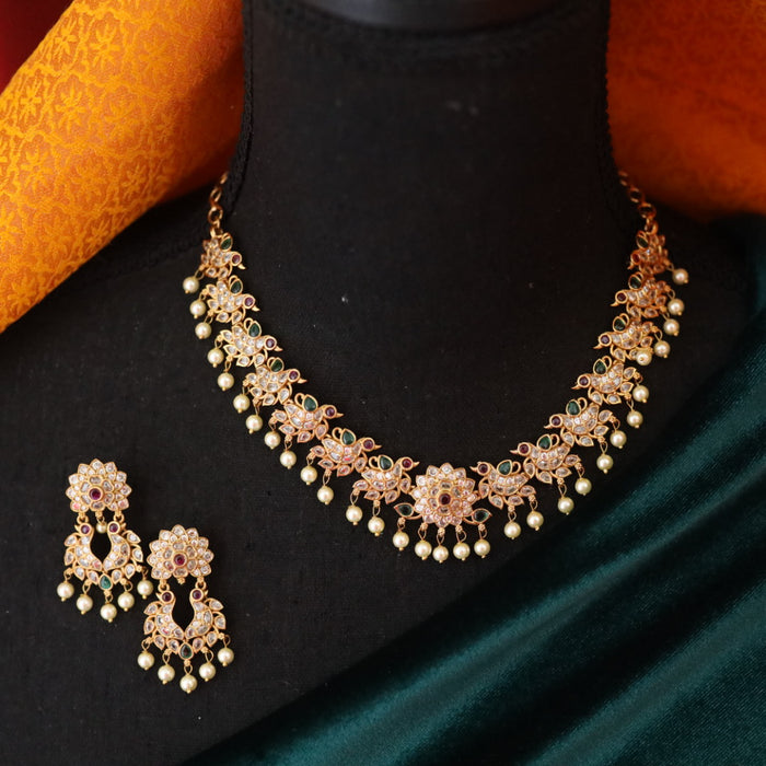 Antique short necklace with earrings 164852