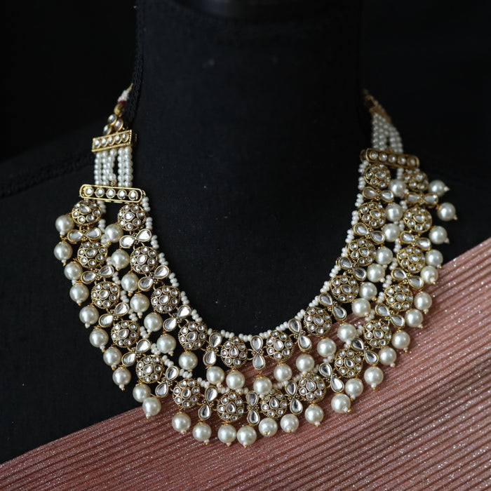 Heera white beads short necklace with earrings and tikka 23492765