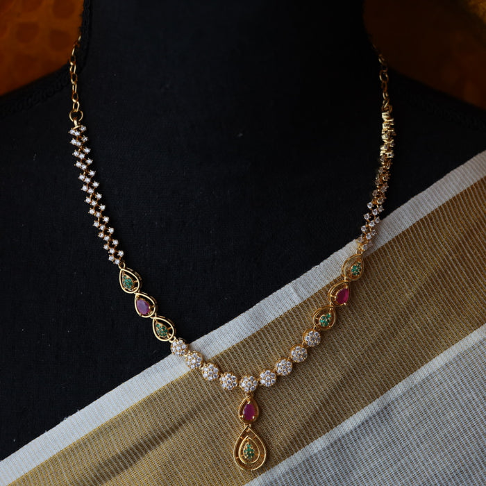 Heritage gold plated short necklace with earring TTH10121