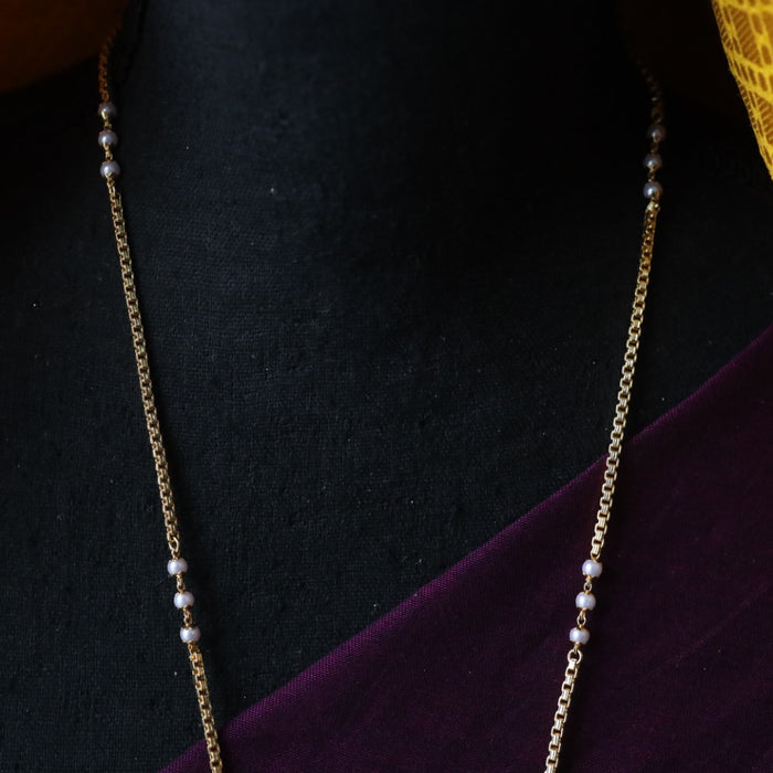 Heritage gold plated padakam long pearl chain 165675