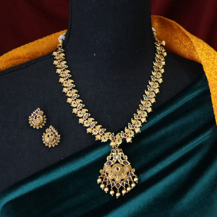 Antique short necklace with earrings 13456