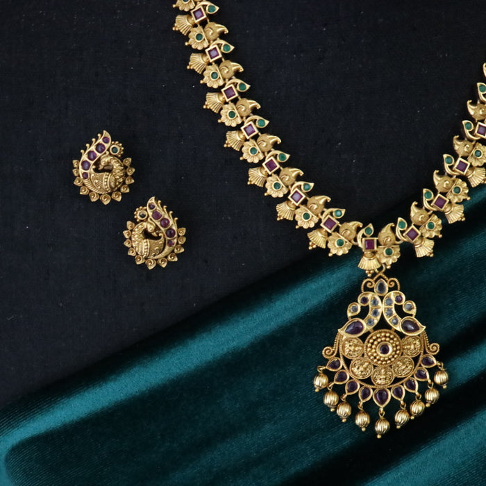 Antique short necklace with earrings 13456