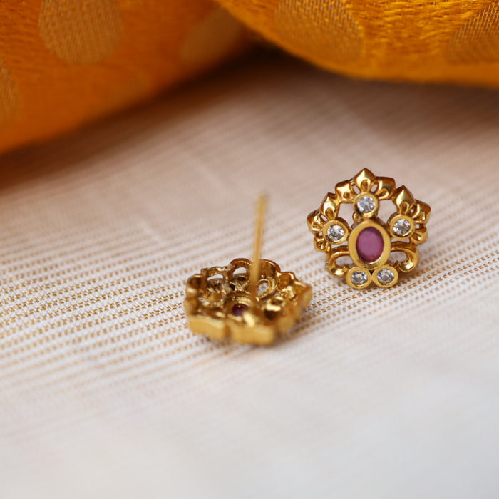 Antique ruby white studd earring AS002
