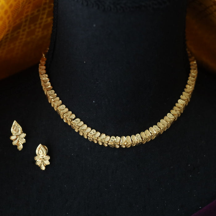 Heritage gold plated short gold necklace with earrings 16577