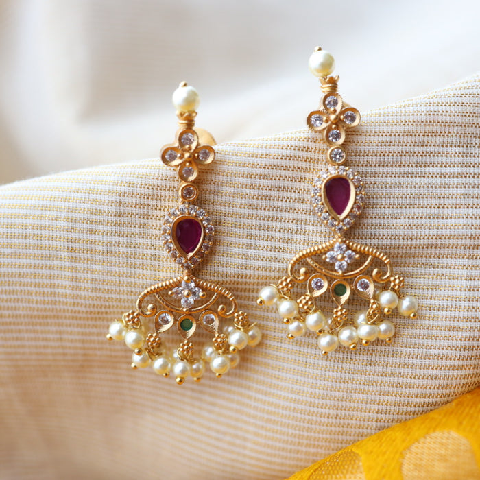 Antique pearl drop earrings AD005