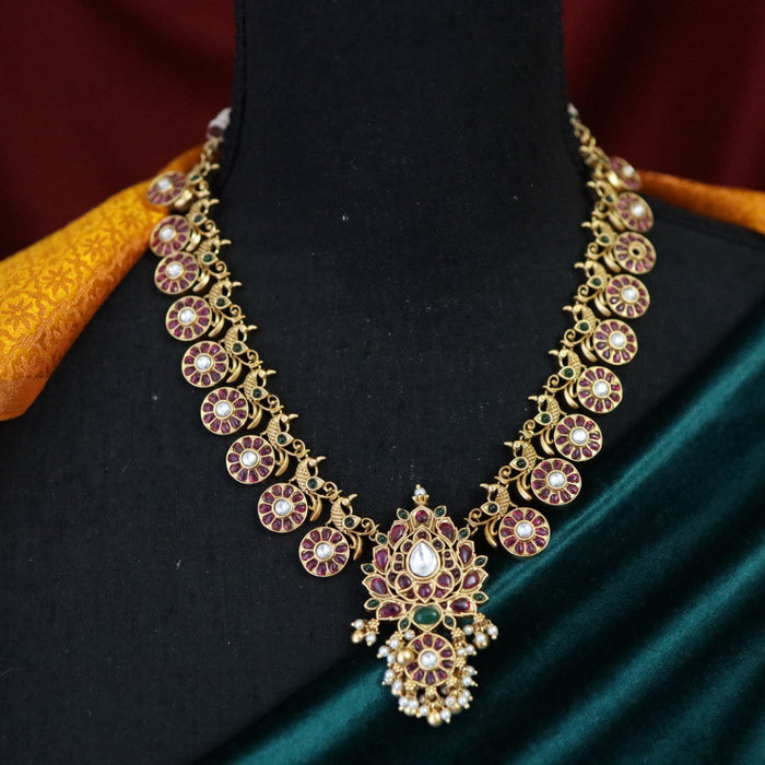 Antique ruby short necklace and earring 14485