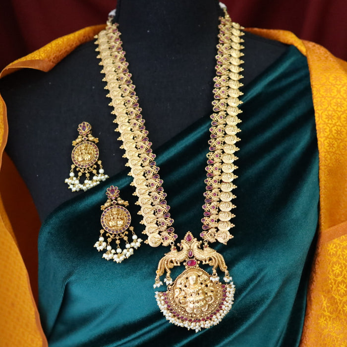 Antique temple long necklace and earrings 14488