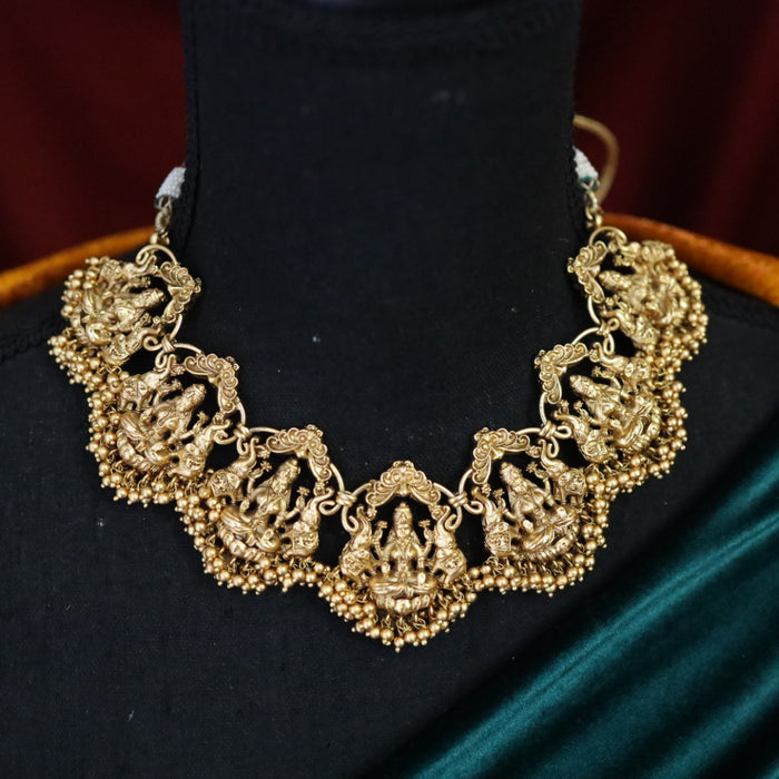 Antique temple gold short necklace and earring 14172