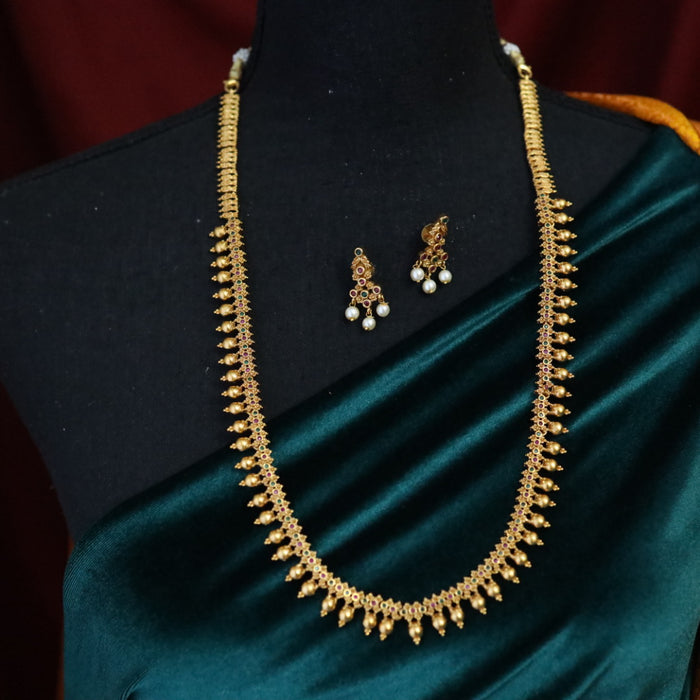 Antique gold long necklace and earrings 145112