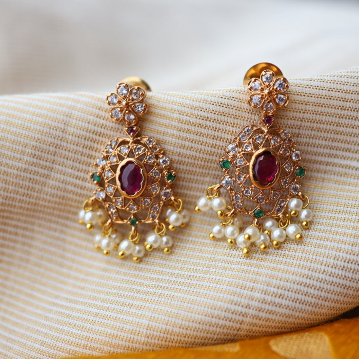 Antique stone ruby stone drop earrings AD0017