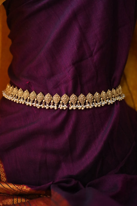 Antique gold temple design pearl waistchain 2345345