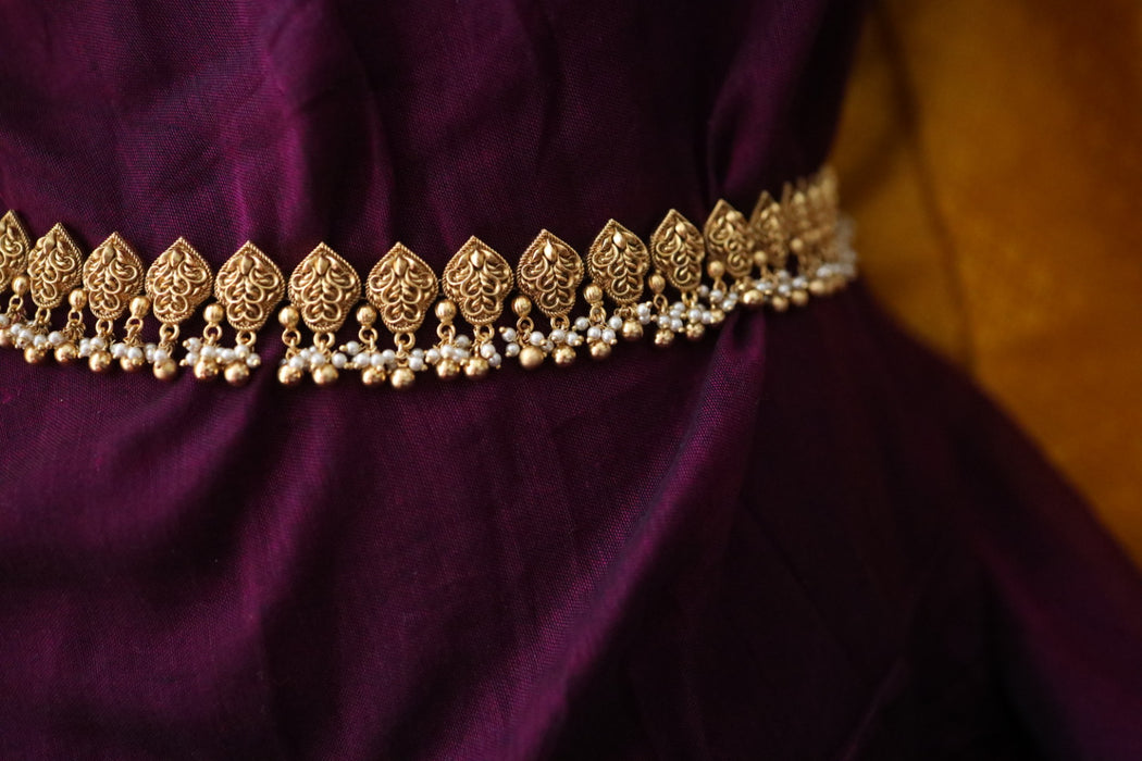 Antique gold temple design pearl waistchain 2345345