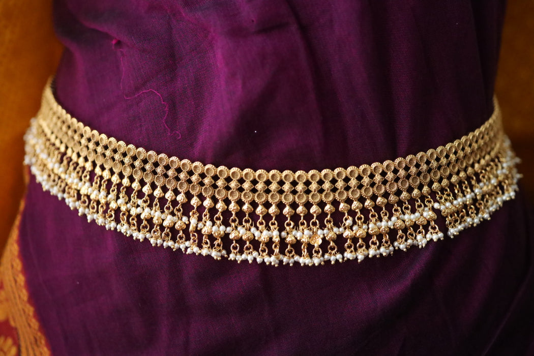 Antique gold temple design pearl waistchain 2345346