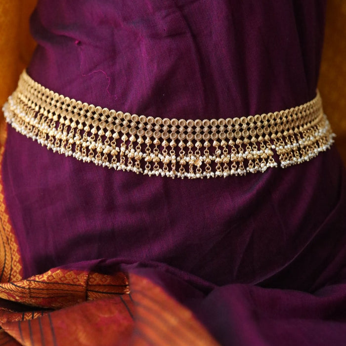 Antique gold temple design pearl waistchain 2345346