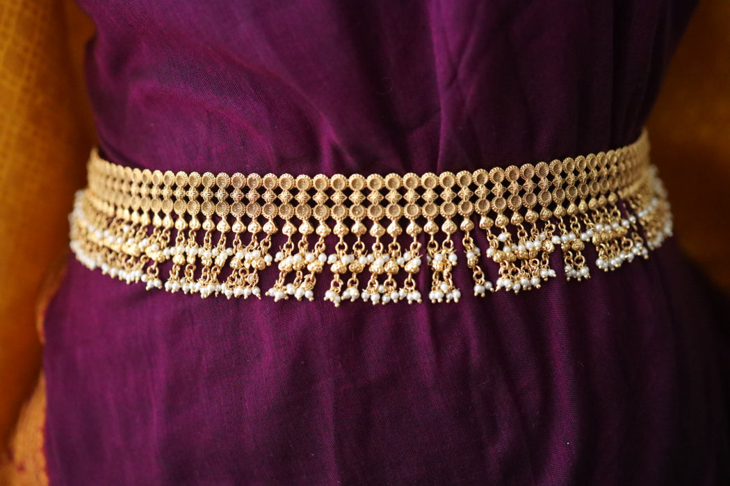 Antique gold temple design pearl waistchain 2345346