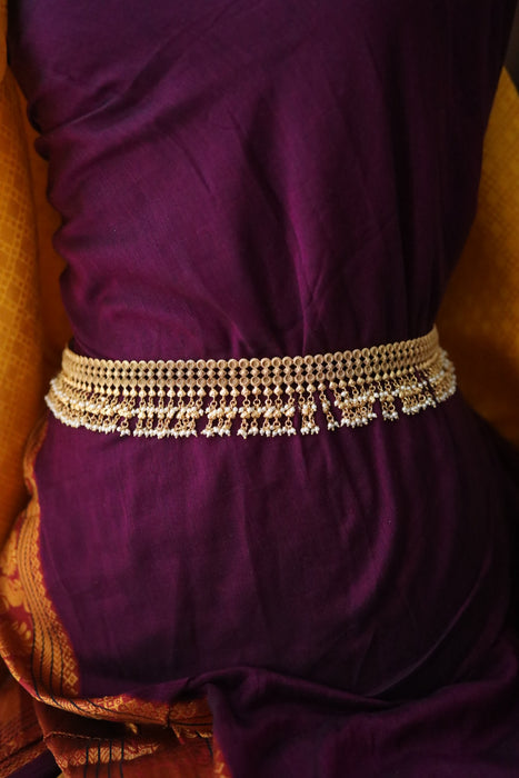 Antique gold temple design pearl waistchain 2345346