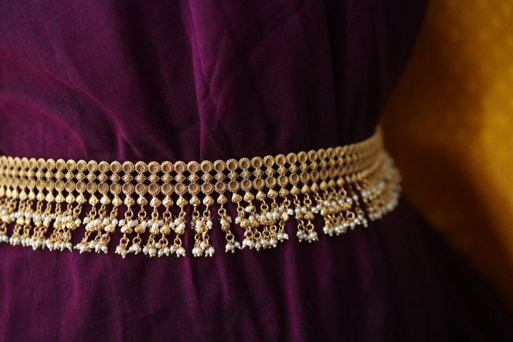 Antique gold temple design pearl waistchain 2345346