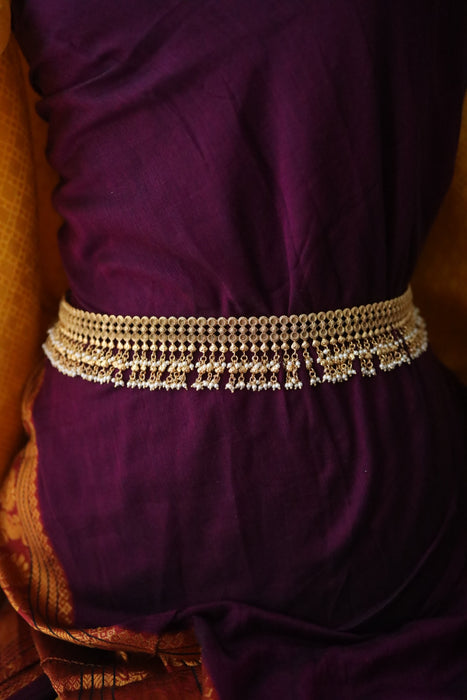 Antique gold temple design pearl waistchain 2345346