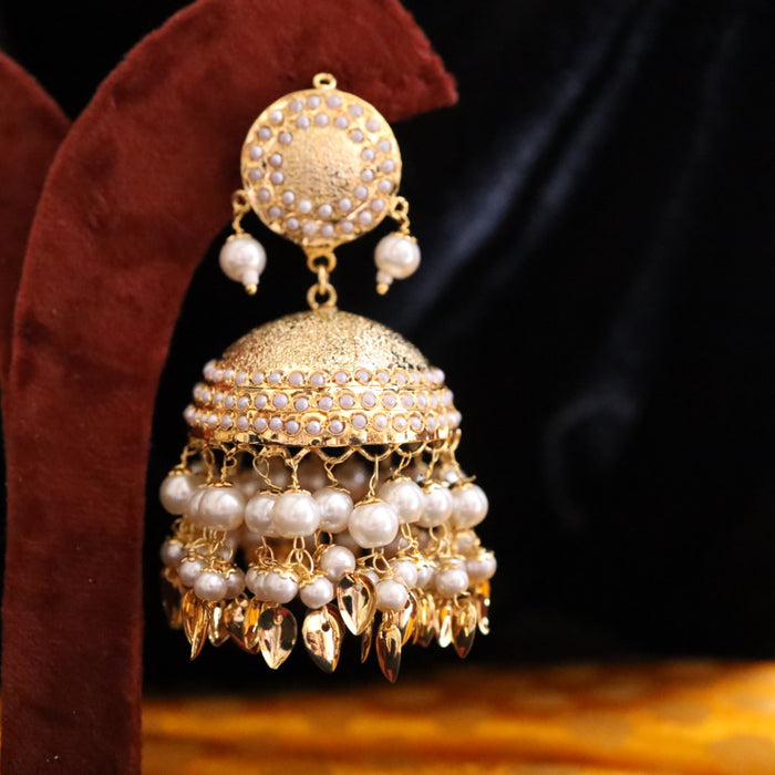 Heritage gold plated pearl jumka 234568