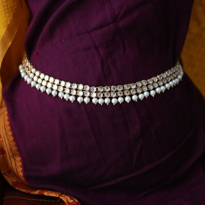 Heera trendy white stone and pearl waistchain 543331
