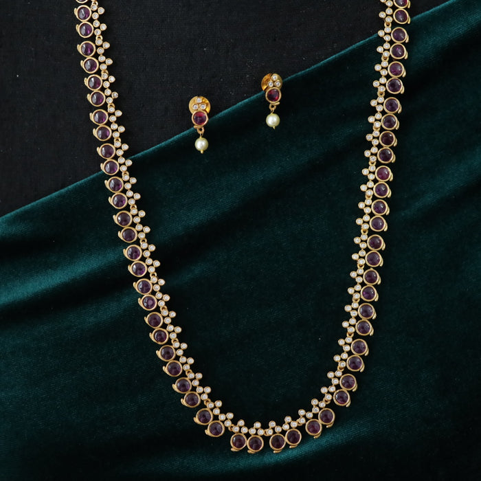 Antique ruby long necklace with earrings 1765454