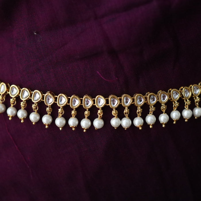 Heera trendy white stone and pearl waistchain 543332