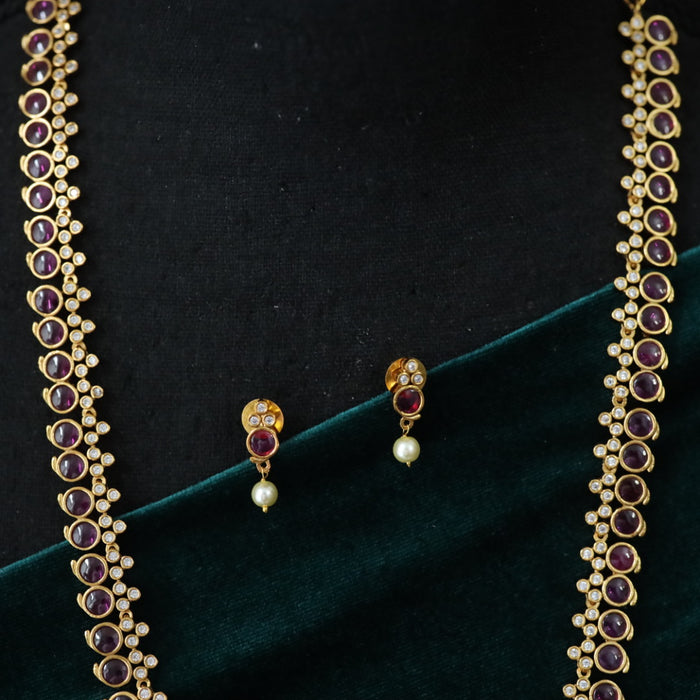Antique ruby long necklace with earrings 1765454