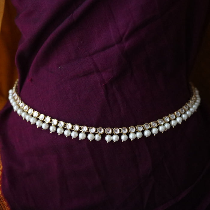 Heera trendy white stone and pearl waistchain 543333