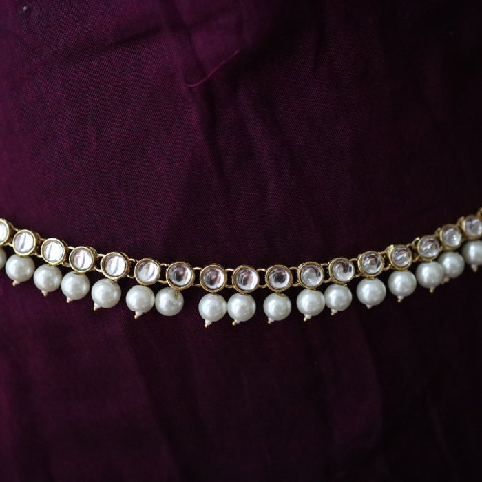 Heera trendy white stone and pearl waistchain 543333