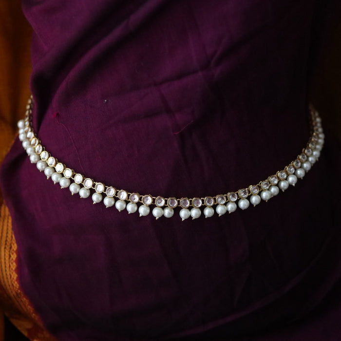 Heera trendy white stone and pearl waistchain 543333