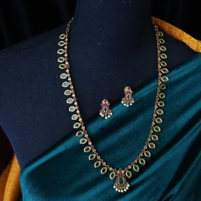 Antique long necklace with earrings 15681