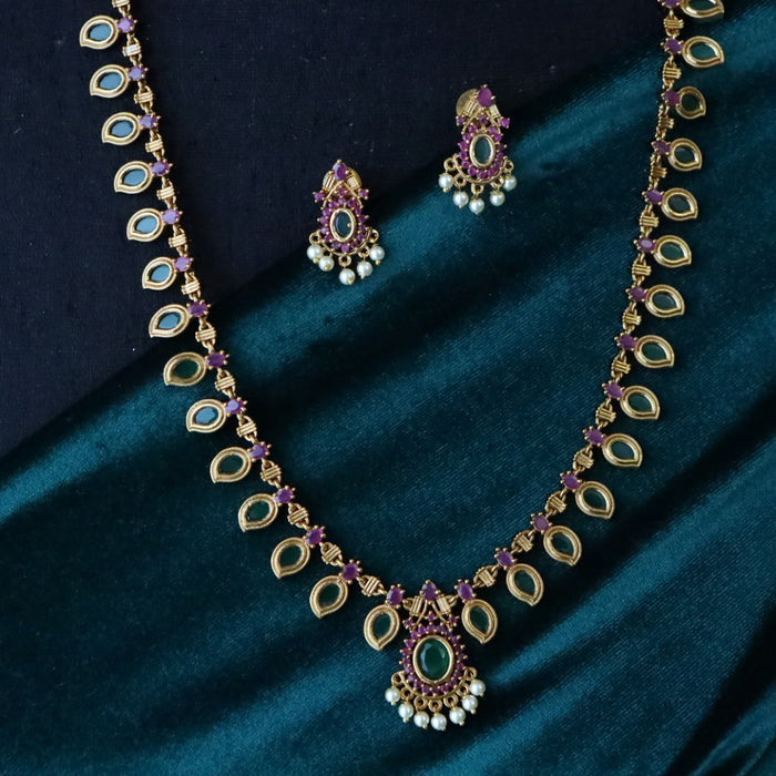 Antique long necklace with earrings 15681