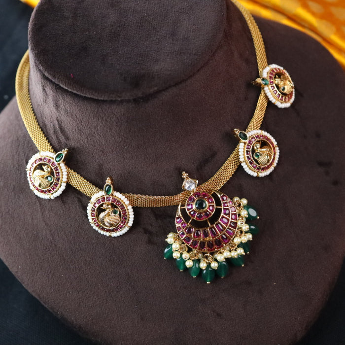 Antique short necklace with earrings 177064