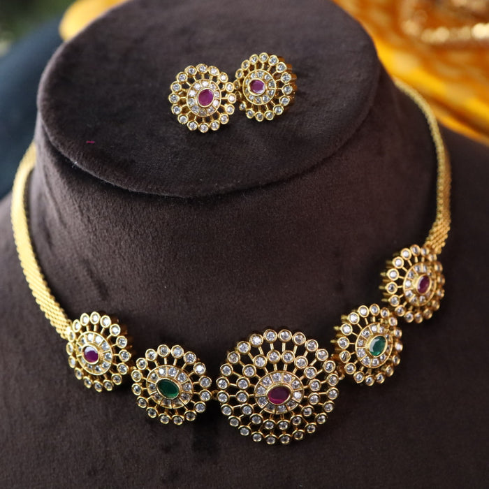 Antique short necklace with earrings 177067