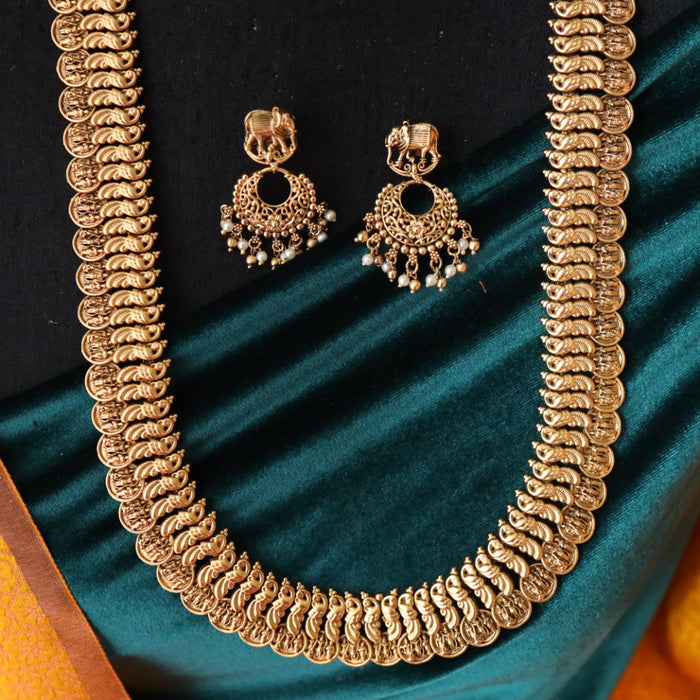 Antique temple long necklace with earrings 177090