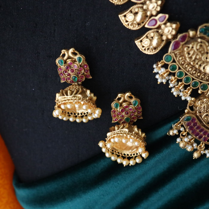 Antique short necklace and jumka earrings 1556